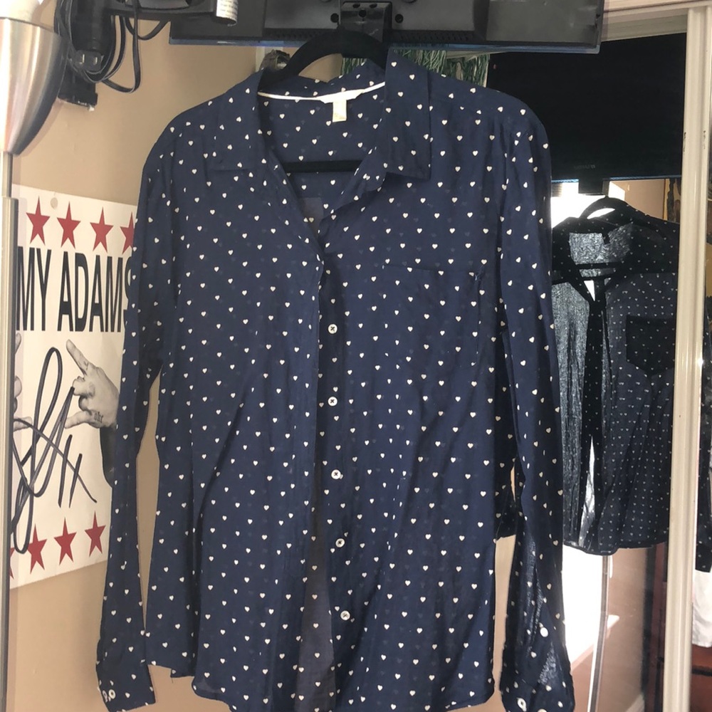Blue heart shapes blouse